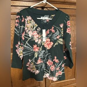 NWT Chico’s 3/4 Sleeve Basic Knit Tunic – Darkest Spruce